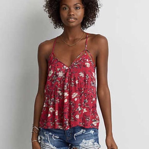 American Eagle Outfitters Tops - AE Pink Floral Tank Top